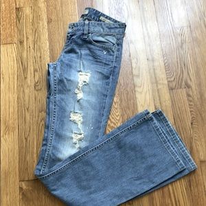 GUESS FOXY FLARE LEG  DISTRESSED JEANS SIZE 25
